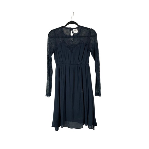 MAMALICIOUS Mlaila Navy Blue Lace Long Sleeve Woven Maternity Dress Size S - Picture 1 of 8